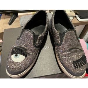 Chiara Ferragni Glitter Wink Slip On Sneakers US 7